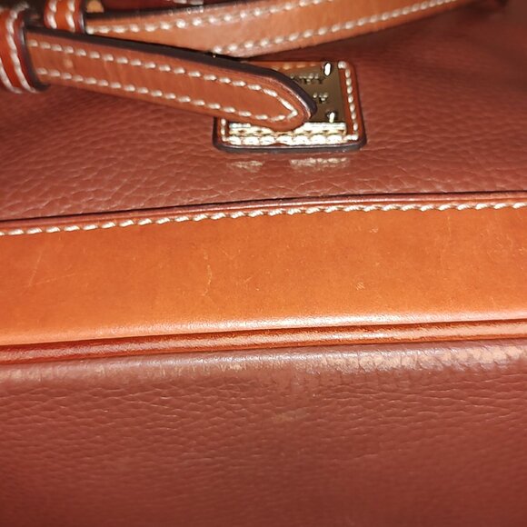 DOONEY & BOURKE ALL WEATHER LEATHER ZIP ZIP SATCHEL 2 HANDLE CROSSBODY AMBER - Picture 15 of 15